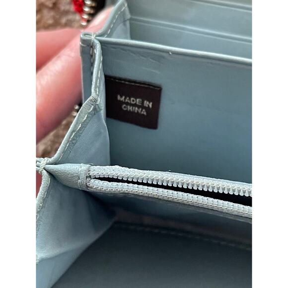 COACH 43393 Zoe Black Signature Double Buckle Wallet Jacquard Leather Zip Clutch - Picture 5 of 12